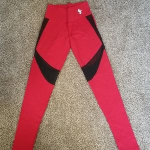 NWOT FigureSlim Red Mesh leggings